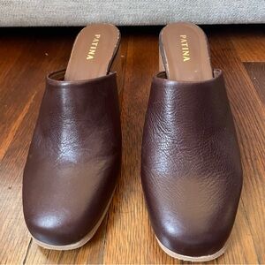 Patina Leather Mules - Size 9